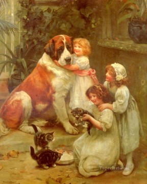  Elsley Galerie - Famille Favoris idyllique enfants Arthur John Elsley enfants animaux